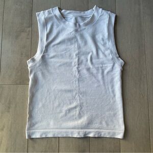 Athleta Sleeveless White Ribbed Top